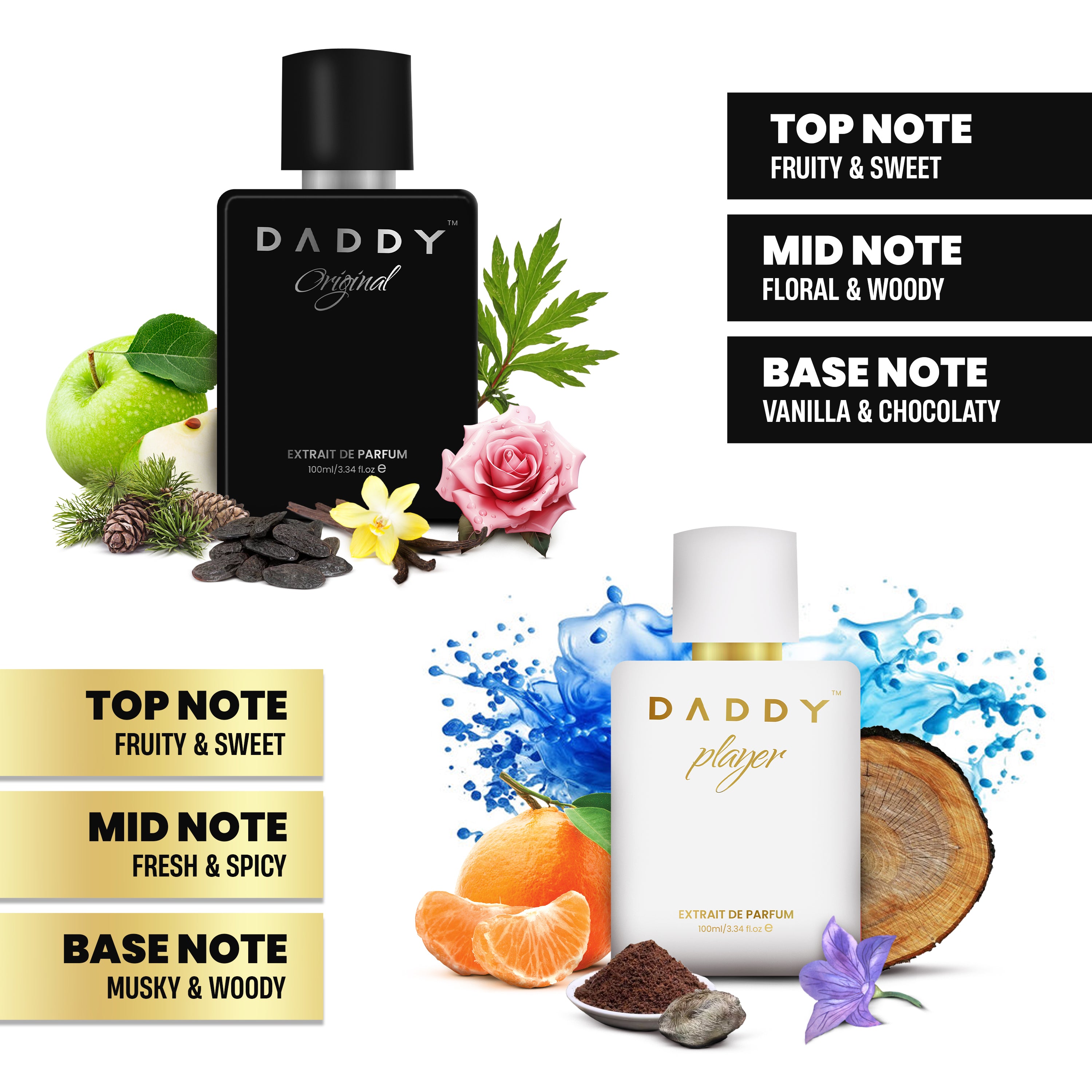 Daddy King Combo - Daddy Original (100ml)+ New Daddy Player (100ml) Extrait De Parfum For Men