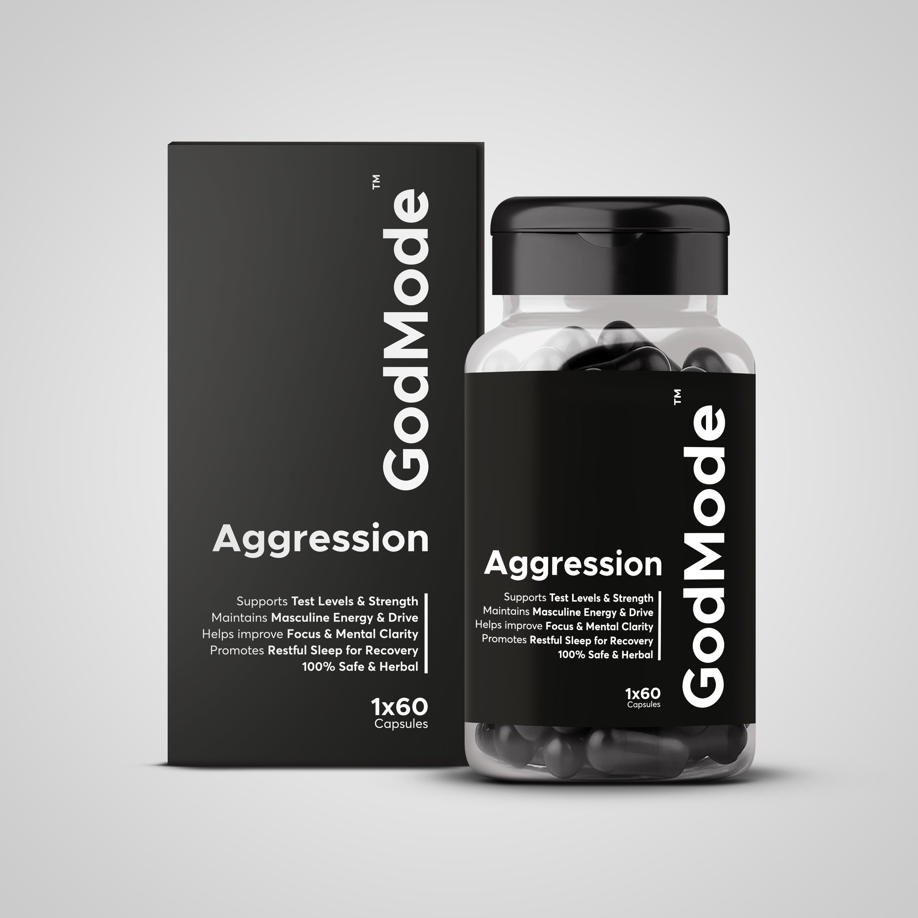 GodMode Aggression – Ashwagandha & Shilajit Capsules for Strength & Focus
