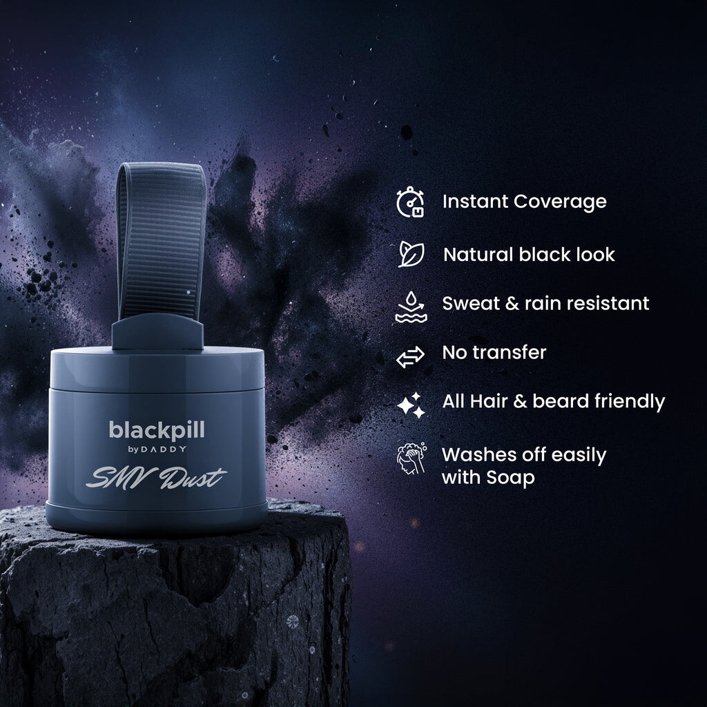 Daddy Blackpill SMV Dust for Men - Instant Hair & Beard Density Powder | Natural Black Finish | Long-Lasting & Fade Proof