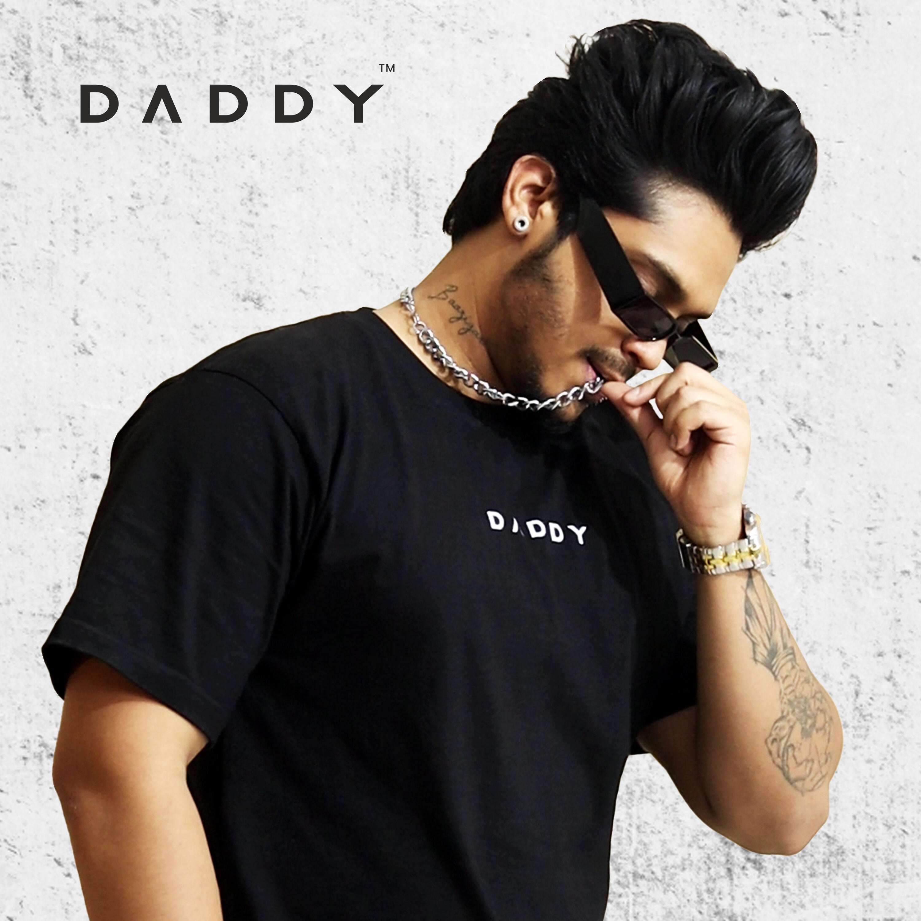 Daddy Oversized Black Cotton Tshirt For Men